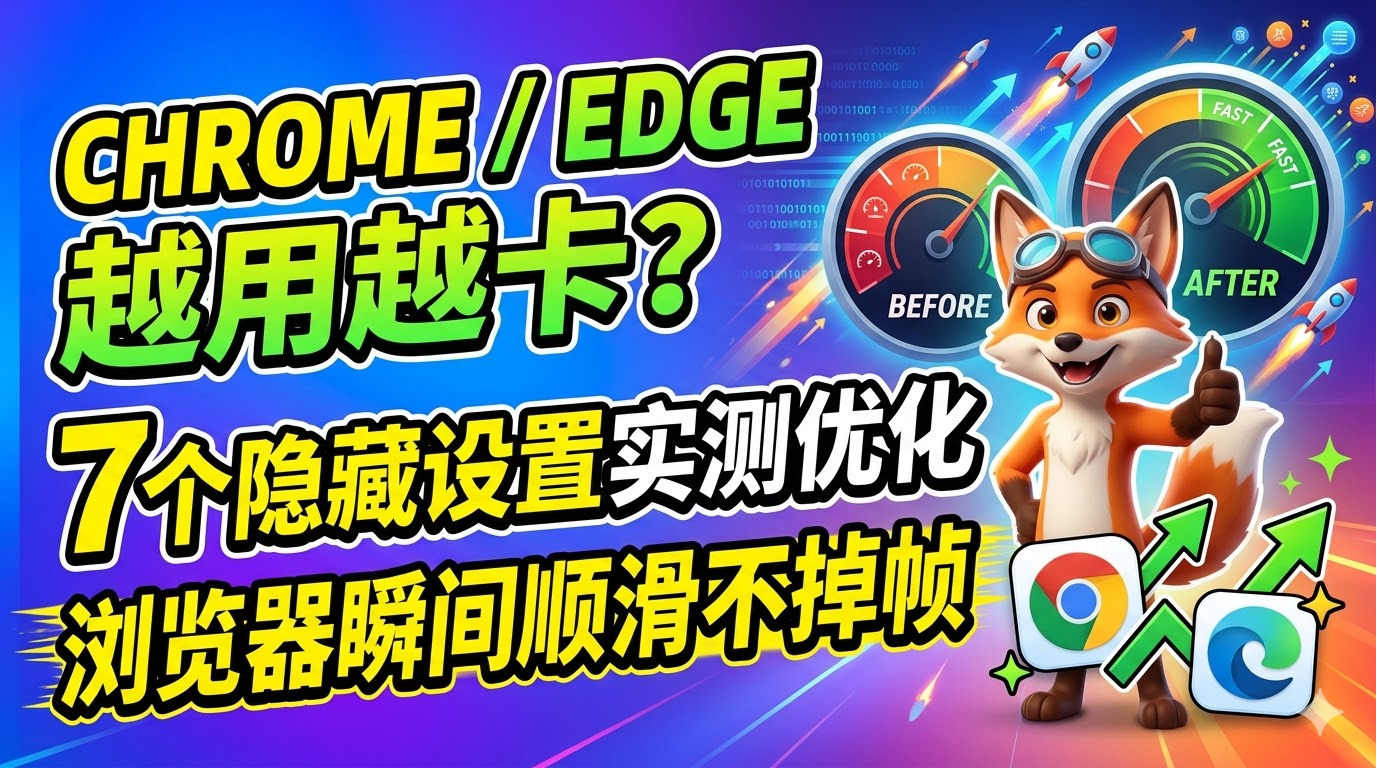 Chrome / Edge 越用越卡？7个隐藏设置实测优化，浏览器瞬间顺滑不掉帧 【详细教程】